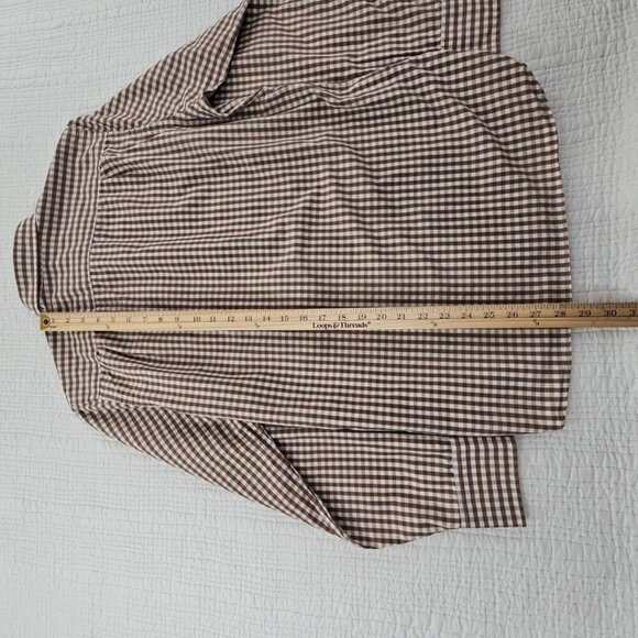 VTG J. Crew 2-Ply Cotton Shirt Men's S Brown Checkered Button Up EUC Long Sleeve - Picture 15 of 16
